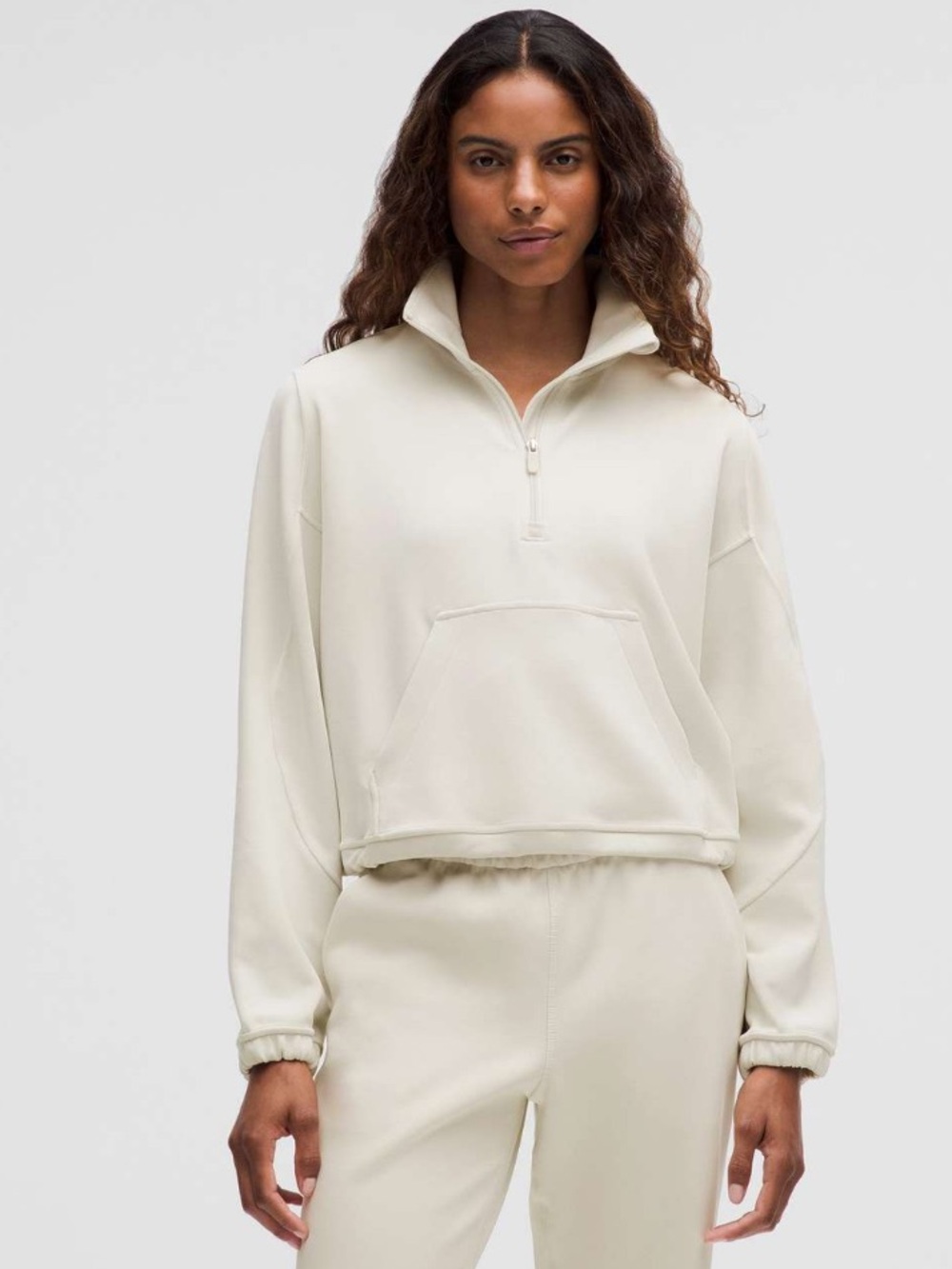 #1057 Lululemon Brushed Softstreme Half Zip Bone Size 12 Pullover